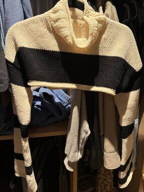 Pilcro Long-Sleeve Chunky Crop Stripe Sweater Tank Twofer